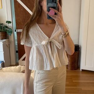 Flowy tie front top